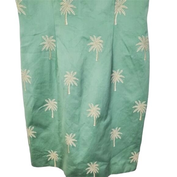 STEVEN STOLMAN Womens Dress 4 Princess Cut Green Palm Tropical Shift Embroidered - Picture 6 of 10